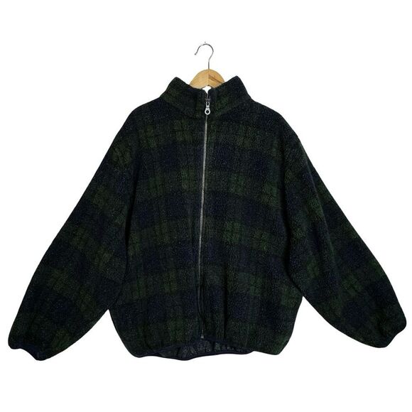 BACK PACK Other - Vintage Green & Black Plaid Full-Zip Fleece Jacket BACK PACK Brand Size 2XL